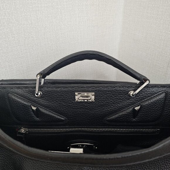Fendi Black Monster Romano Selleria Leather Peekaboo ISeeU Large Briefcase - Picture 10 of 16